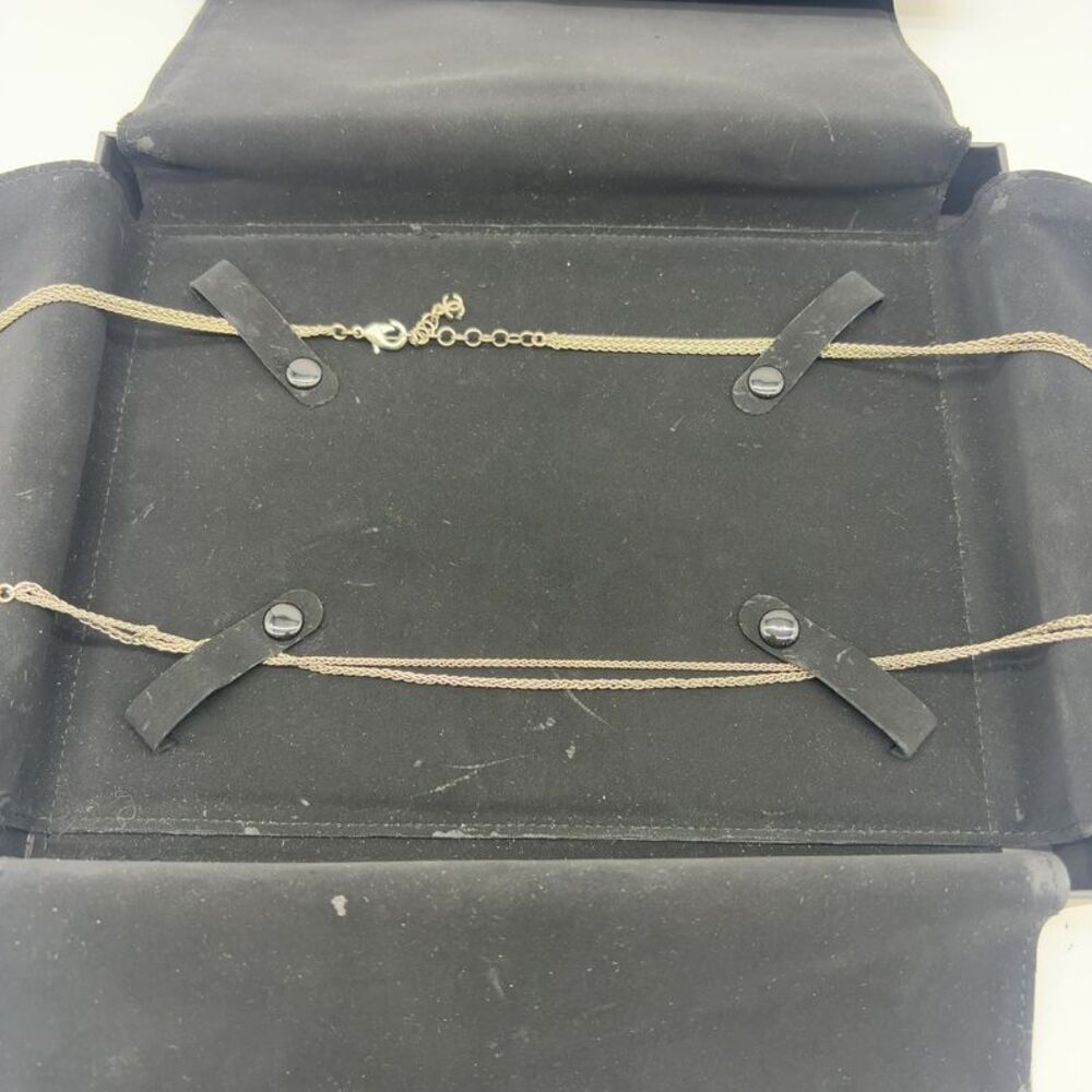 CHANEL Crystal Beaded CC Long Necklace Silver - Picture 3 of 7